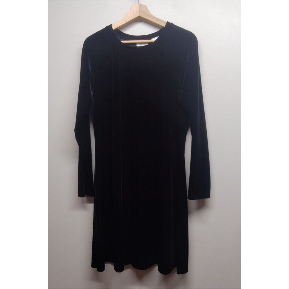 Moda International Witchy Mini Dress Women L Black Velvet Long Sleeve Whimsigoth